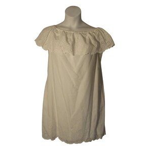 Charlie Paige L White Eyelet Off the Shoulder Dress POCKETS